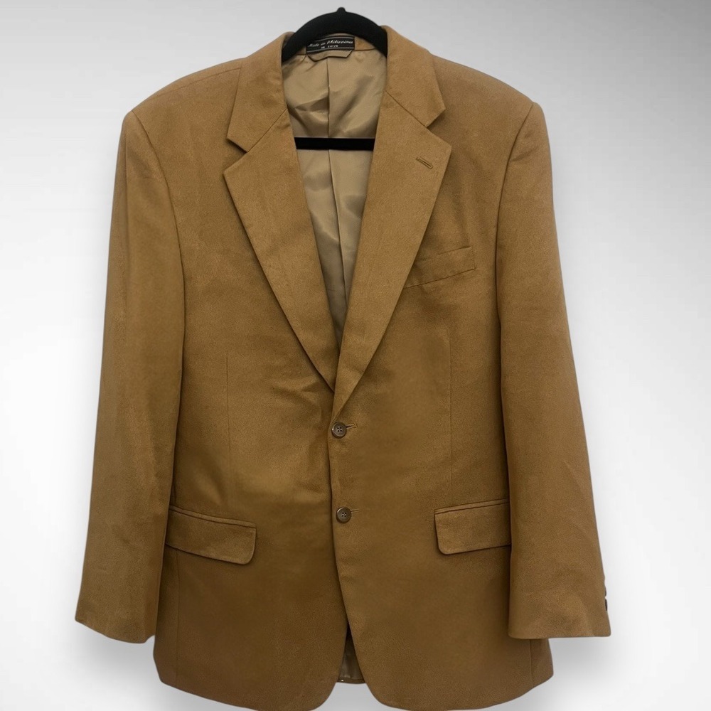 JEFFREY BANKS Vintage Men's‎ Camel Brown Supra Suede Blazer Size 42R | EUC